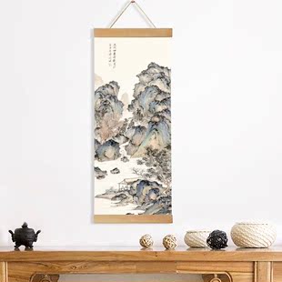 挂轴画茶室墙饰画 饰画卷轴书画挂画玄关竖版 水国画装 茜牡新中山式