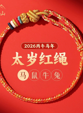 五台山2026马年本命年红绳手链女鼠牛兔太岁编织手绳男护身符礼物