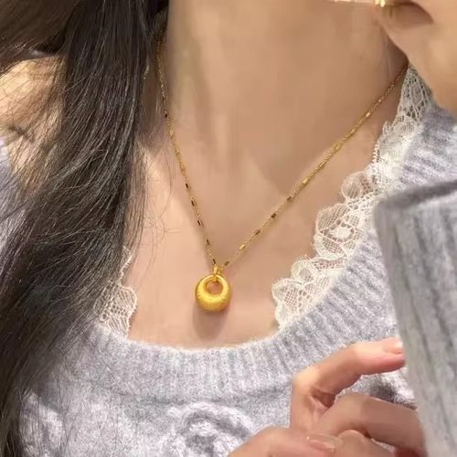 铜合金项链星光链平安扣时尚百搭气质精美项链简约通勤毛衣链饰品