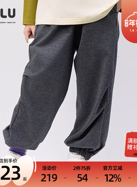 优露童装男童长裤ULLU春新款宽松百搭深灰色儿童卫裤束脚裤子潮