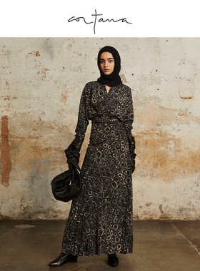 Cortana 伊尔玛（Irma）2024新款长款印花真丝连衣裙