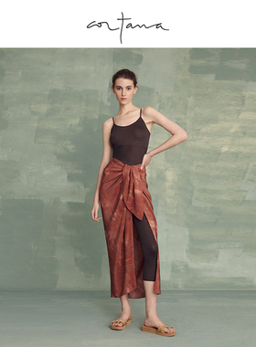 Cortana真丝混纺舒适弹力优雅气质薄肩带设计连体衣/裤新AIRI系列