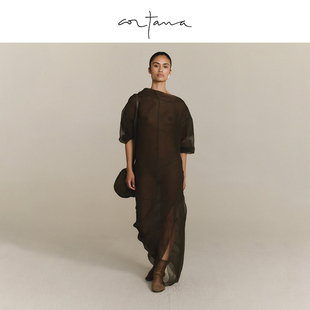 小众设计感轻薄裙装 不规则拼接宽松长裙 透纱连衣裙 Cortana