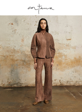 Cortana Ruth高腰裤简约黑色长款2024年新款