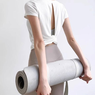 运动瑜伽服上衣女夏新款短款紧身透气健身短袖T恤跑步训练速干衣