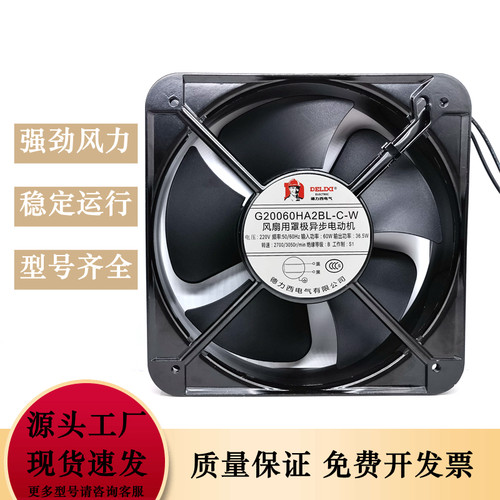 全新德力西轴流风机200*200*60 220V滚珠散热风扇G20060HA2BL-C-W