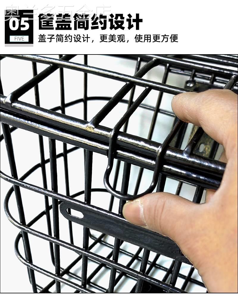 自行车篮子电动车前置车筐电瓶车篮加大加厚金属蓝筐单车菜篮带盖