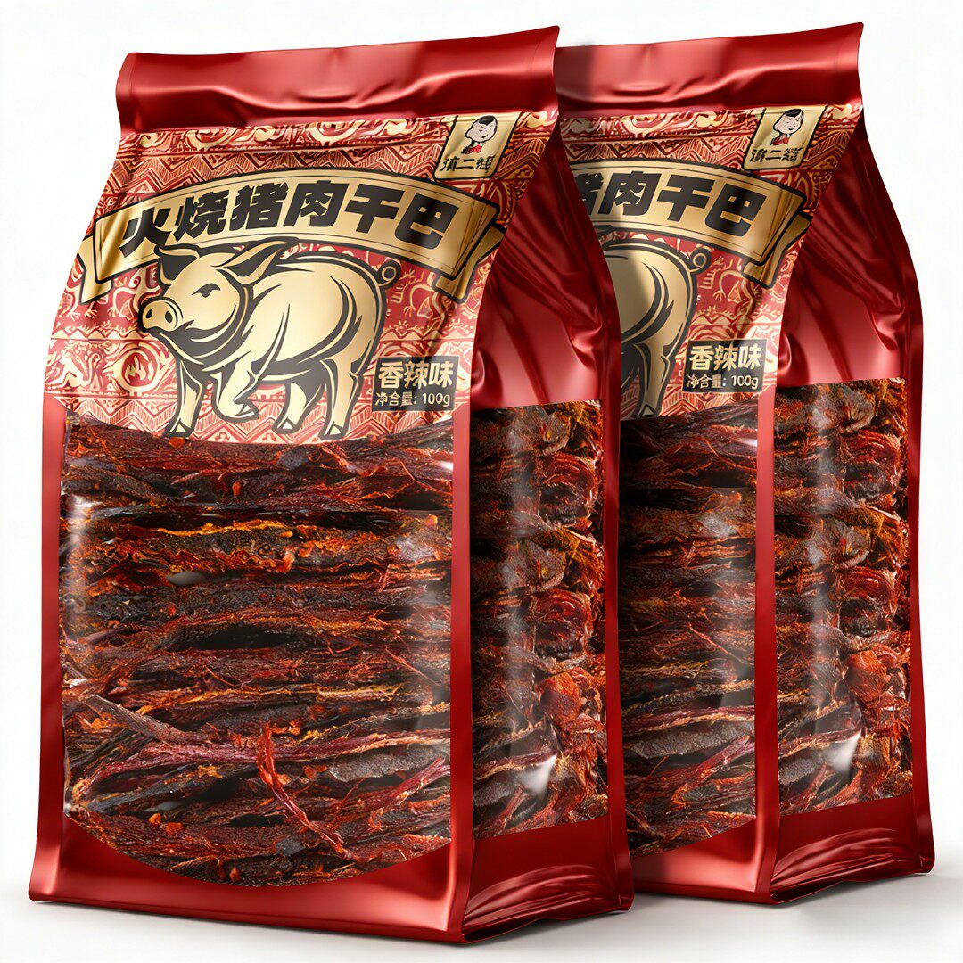 滇二娃火烧猪肉干巴香辣风干手撕猪肉条耐嚼追剧解馋小零食小吃