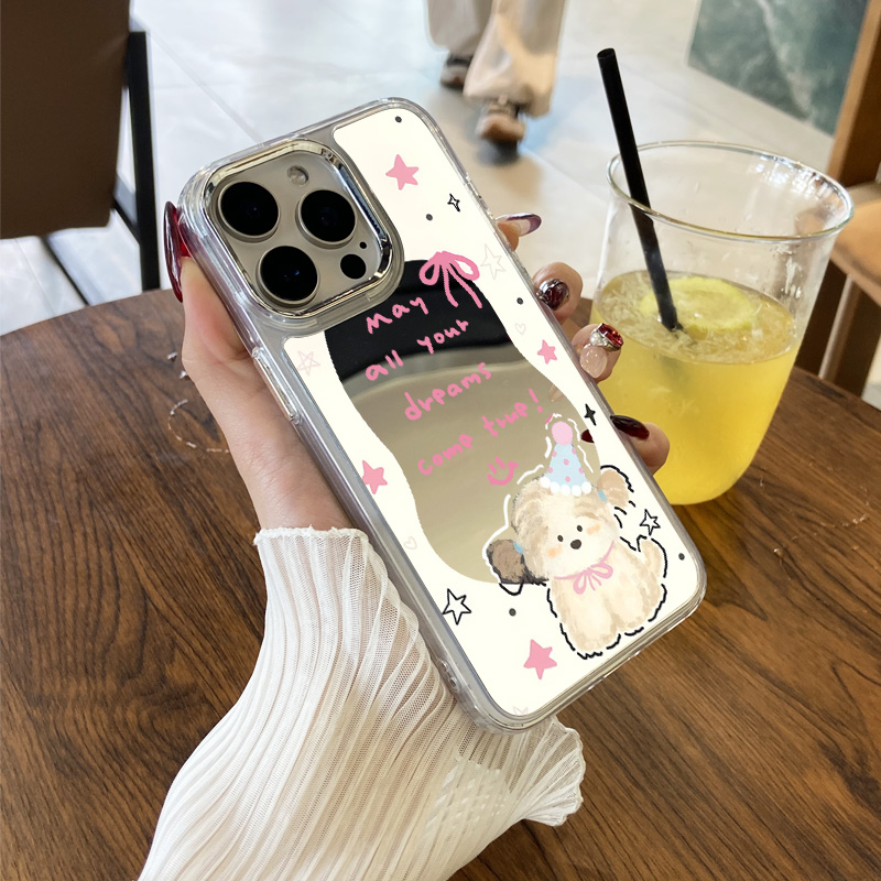 镜面小狗手机壳适用苹果系列