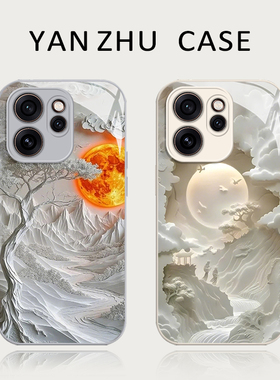 云涧栖月手机壳适用opporeno15pro新中式14中国风13新款12小众11高级感10创意rone9por小众8个性7玻璃6/5外壳