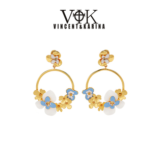 vk饰品【无尽夏】小众设计师绣球花卉耳环高级百搭浪漫花朵耳饰
