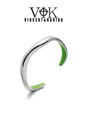 vk饰品【永恒纪念】极简曲线光泽感手镯女法式简约钛钢高级手链