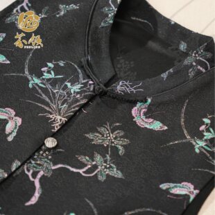 芬领-蝴蝶兰花-非遗桑蚕丝宋锦螺钿提花立领马甲BX1627-BX1629