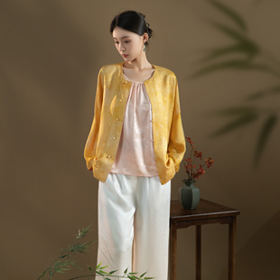 常乐-桑蚕丝全罗七分袖开衫上衣外套气质休闲禅意风SY2362-SY2363