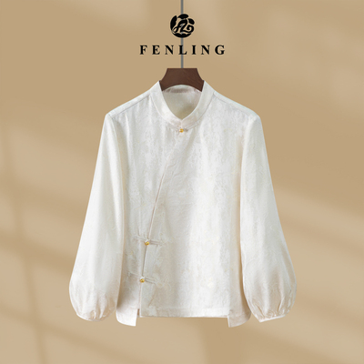 芬领-雨晴-桑蚕丝幻彩织金正绢灯笼袖中式国风上衣SY2761-SY2764