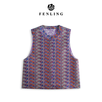 芬领-万事如意纹锦-非遗桑蚕丝蜀锦幻彩提花马甲BX1897-BX1899