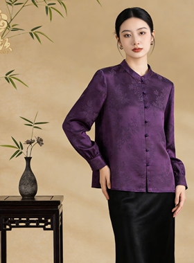 芬领-向莞-桑蚕丝织金重缎长袖衬衫上衣开衫外套SY2803-SY2807
