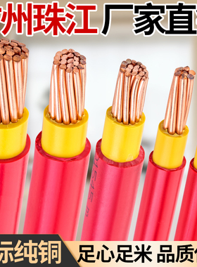 广州珠江电线 线BVV10/16/25/35/50/70平方国标阻燃铜芯双塑电线