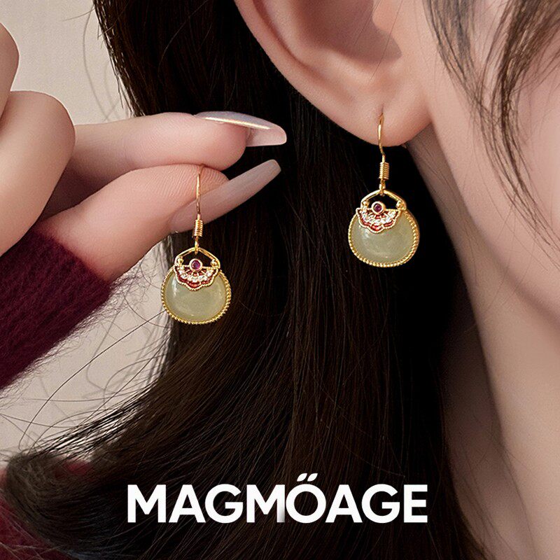 法国【设计师】MAGMOAGE真金电镀丨新中式福袋耳坠女丨古风耳环