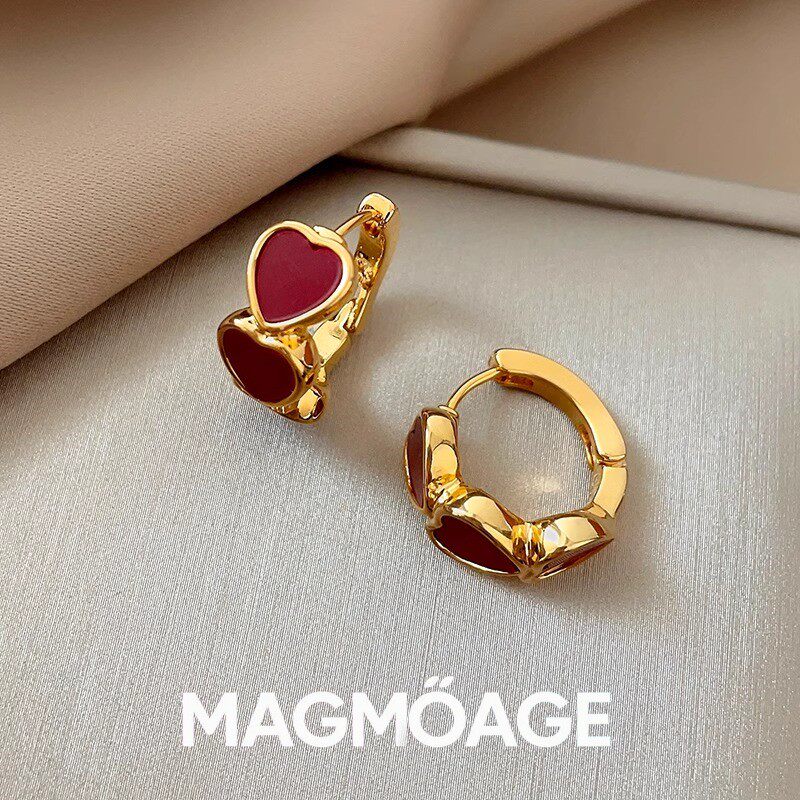 MAGMOAGE轻奢滴釉爱心耳环