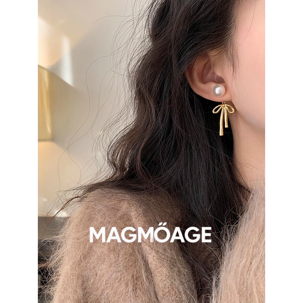 MAGMOAGE珍珠耳钉S925银针