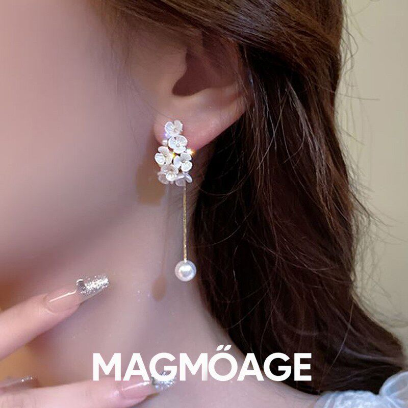 法国设计师MAGMOAGE珍珠花朵耳环