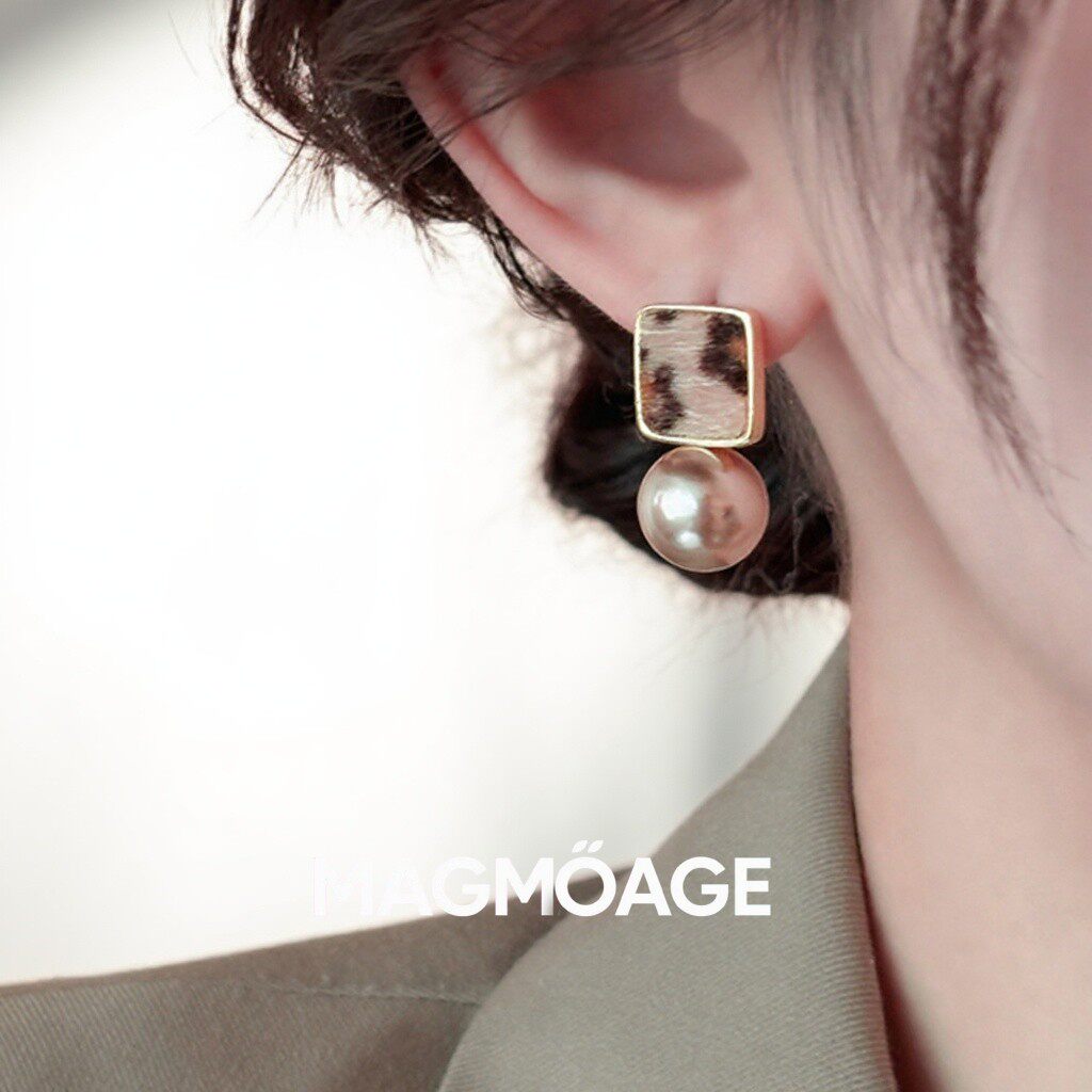 法国设计师MAGMOAGE豹纹珍珠耳环