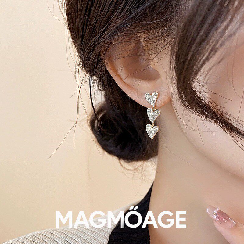 法国设计师MAGMOAGE长款爱心耳环
