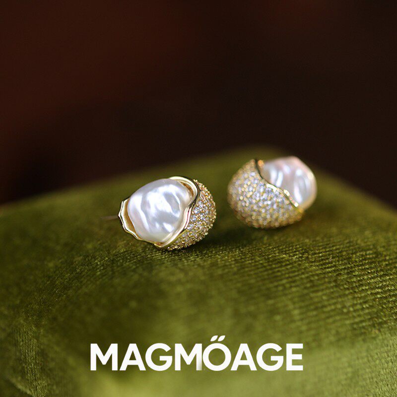 MAGMOAGE异形巴洛克白珍珠耳环