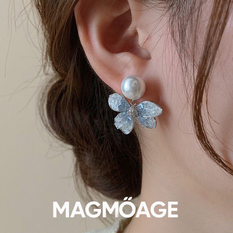 法国设计师MAGMOAGE蓝色碎钻耳环