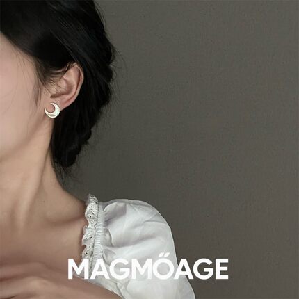 法国【设计师】MAGMOAGE轻奢贝母月亮耳环蚊香盘耳夹无耳洞女耳饰