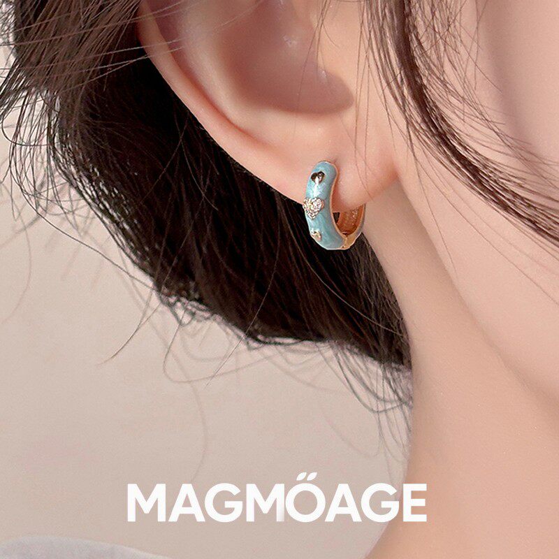 法国【设计师】MAGMOAGE丨真金电镀丨滴釉爱心耳环丨轻奢高级耳扣