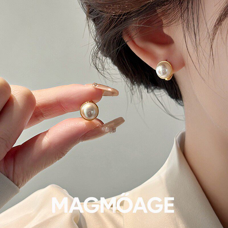 MAGMOAGE真金电镀简约珍珠耳钉