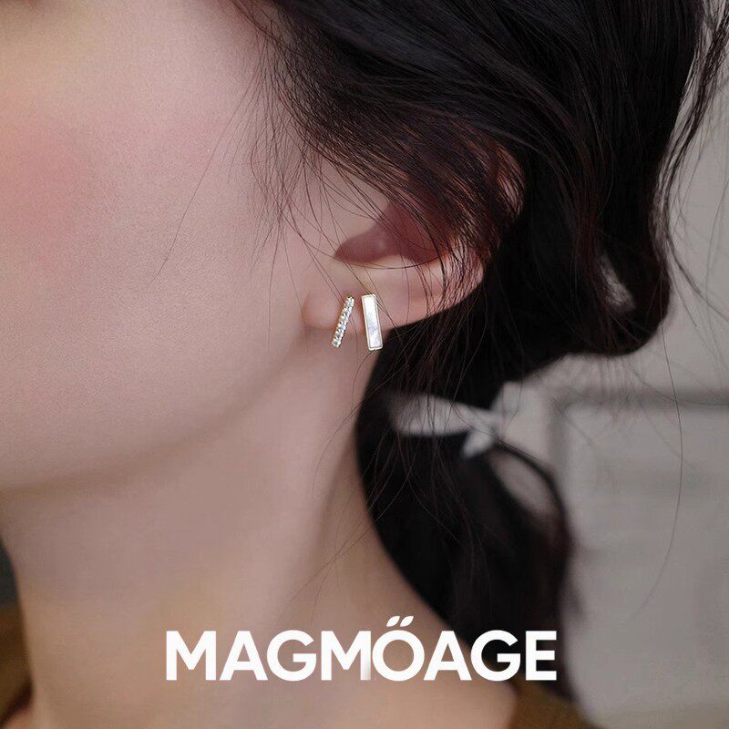 MAGMOAGE双层设计贝母耳钉