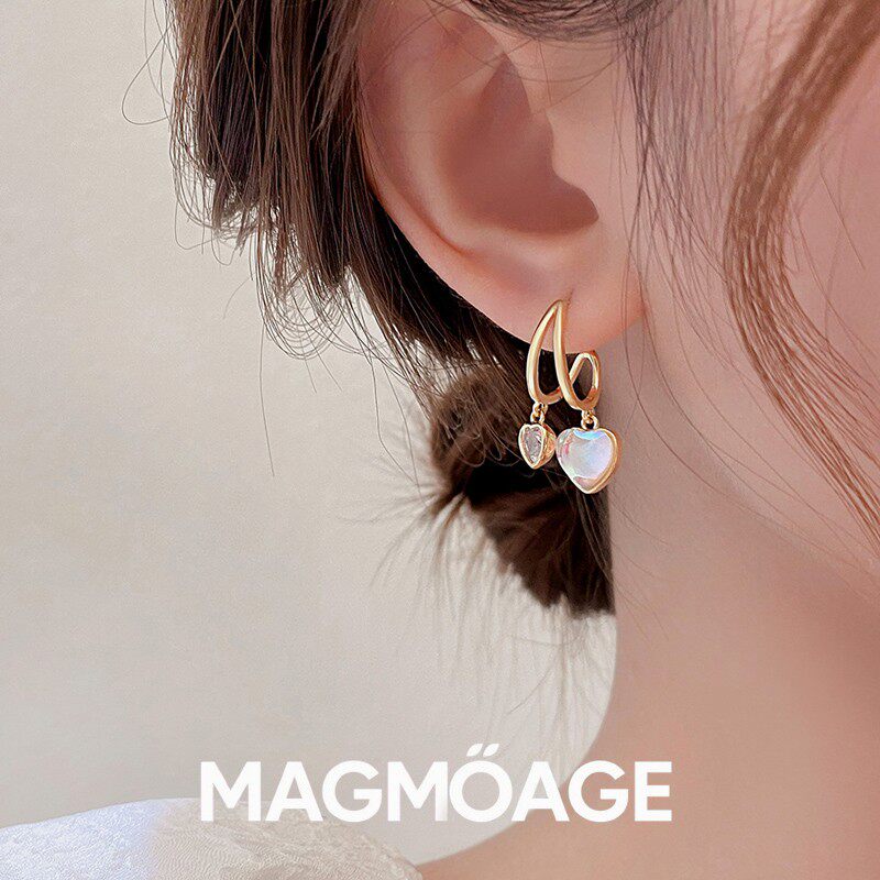 MAGMOAGE金色幻彩渐变爱心耳环