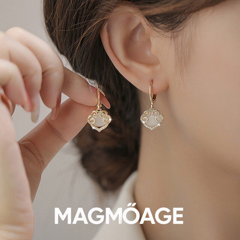 法国MAGMOAGE猫眼石平安锁耳扣