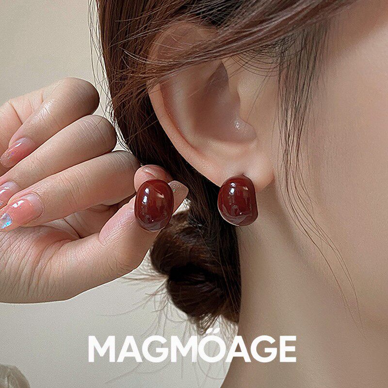 法国设计师MAGMOAGE红色耳钉