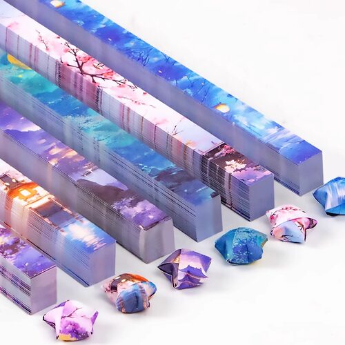 古风星星折纸折星星专用纸中国风叠星星彩纸五角幸运星折星星条的纸条小星星折纸条星空手工折叠许愿星