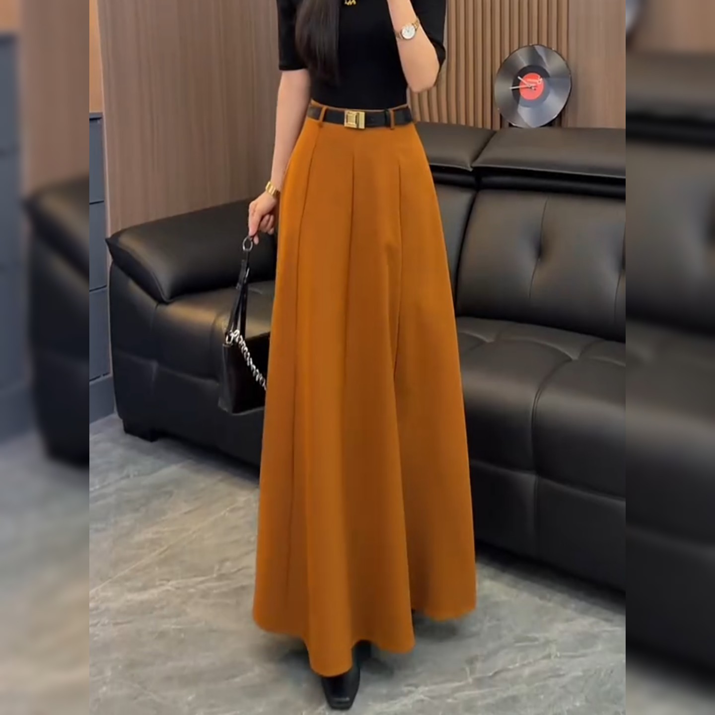 高级感炸街橘色鱼尾裙女秋季新款欧洲站欧货时尚宽松百搭半身裙