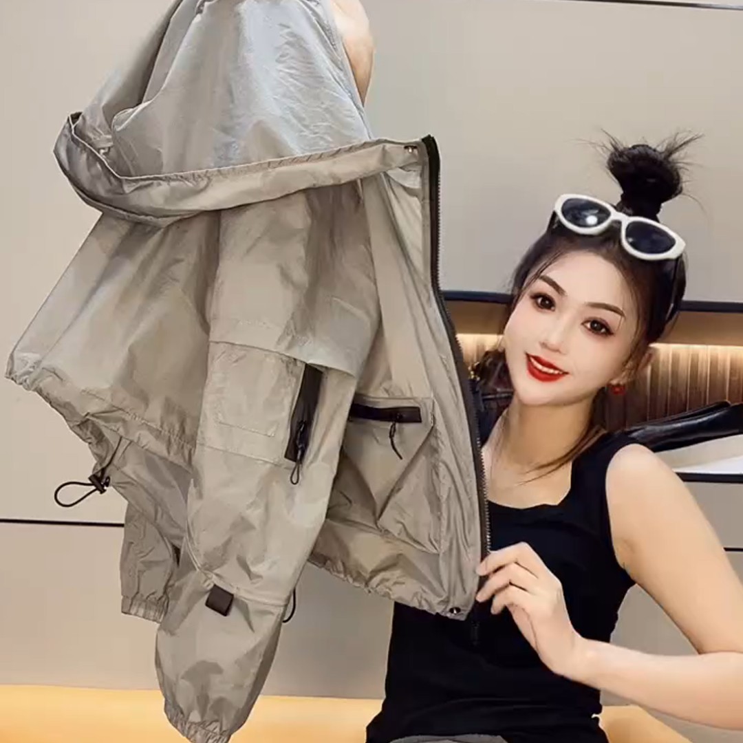 欧洲站欧货灰色防晒上衣
