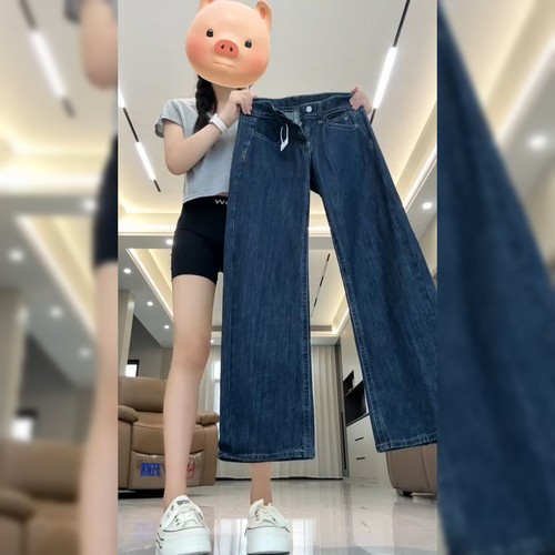 时尚百搭低腰蓝色牛仔裤女