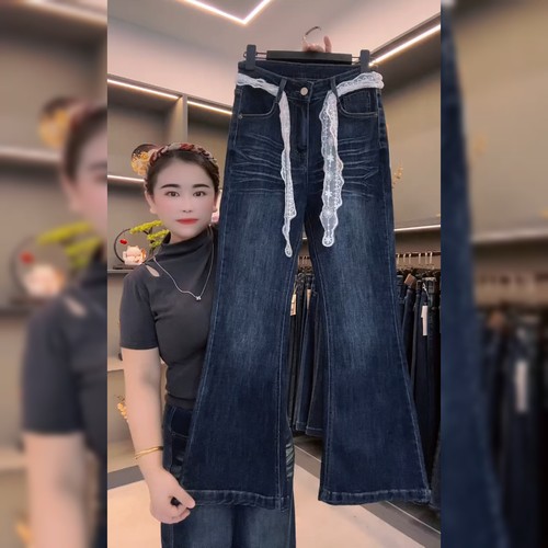 小个子炸街蓝色九分牛仔裤