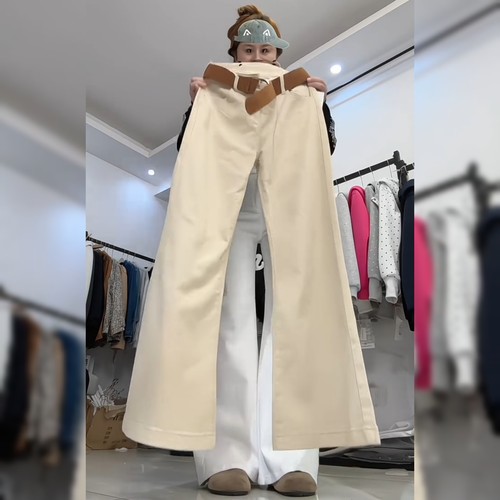 高级感炸街卡其色休闲裤女