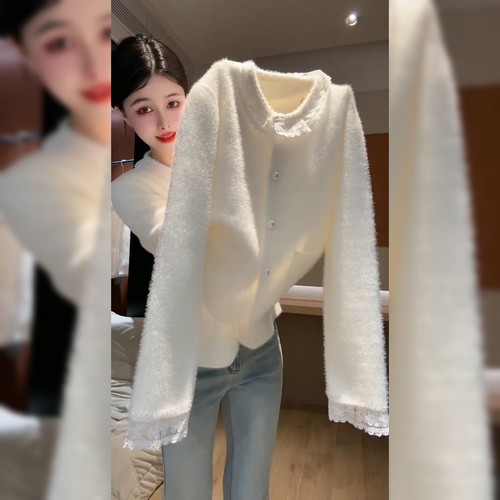 小香风高级感白色毛衣外套