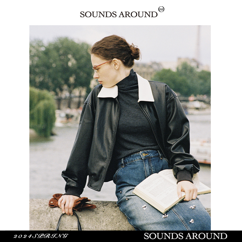 2025早秋浪漫焕新皮衣显瘦复古黑色皮外套皮夹克SOUNDSAROUND