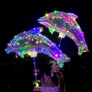 夜市摆摊海豚蝴蝶夹片气球手持杆发光卡通造型儿童幼儿园活动装饰