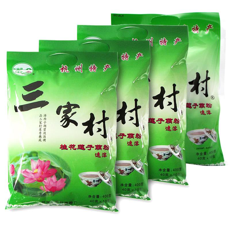 三家村藕粉400g*4早餐小袋西湖杭州特产桂花速溶莲藕粉羹手工冲泡