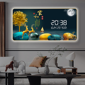 LED插电新款 数显示电子钟表万年历壁钟客餐厅装 饰画挂钟灯光时钟