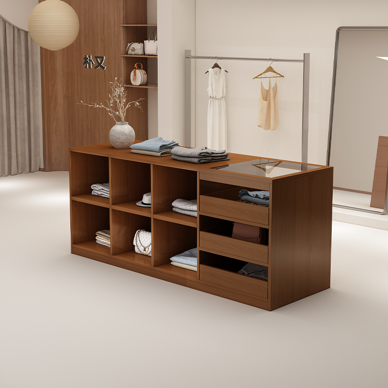 服装店中岛柜流水台女装饰品摆件玻璃展示桌店铺双面格陈列储物柜