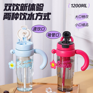 轻奢高颜值夏季 日本新款 吸管水杯大容量冰霸杯耐高温便携带茶漏塑